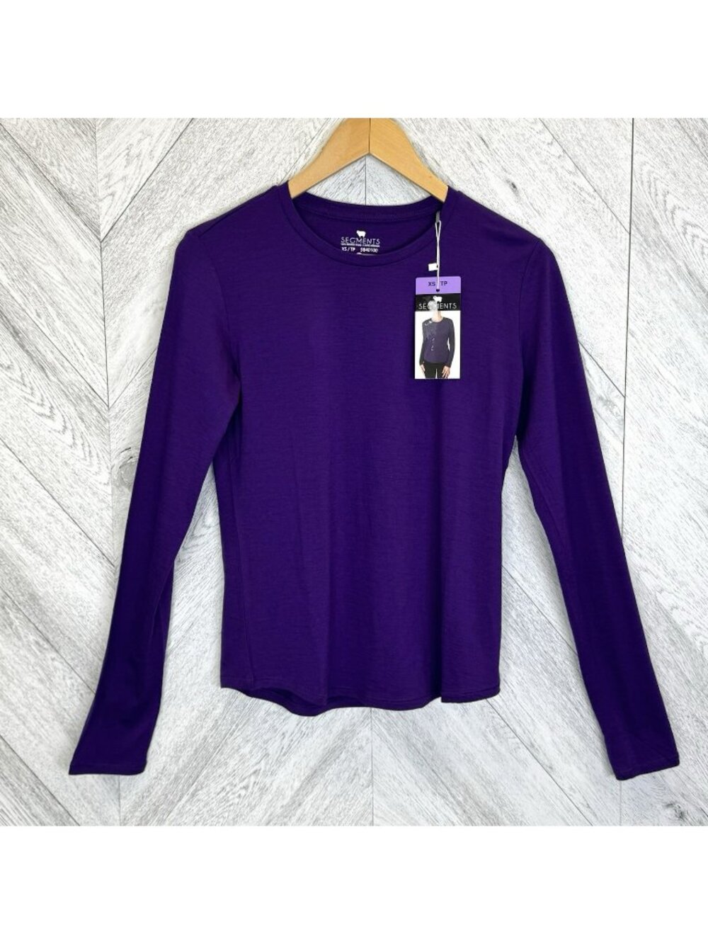 Seg'ments 100% Merino Wool Base Layer Tee Top Shirt Purple Womens XS NEW NWT